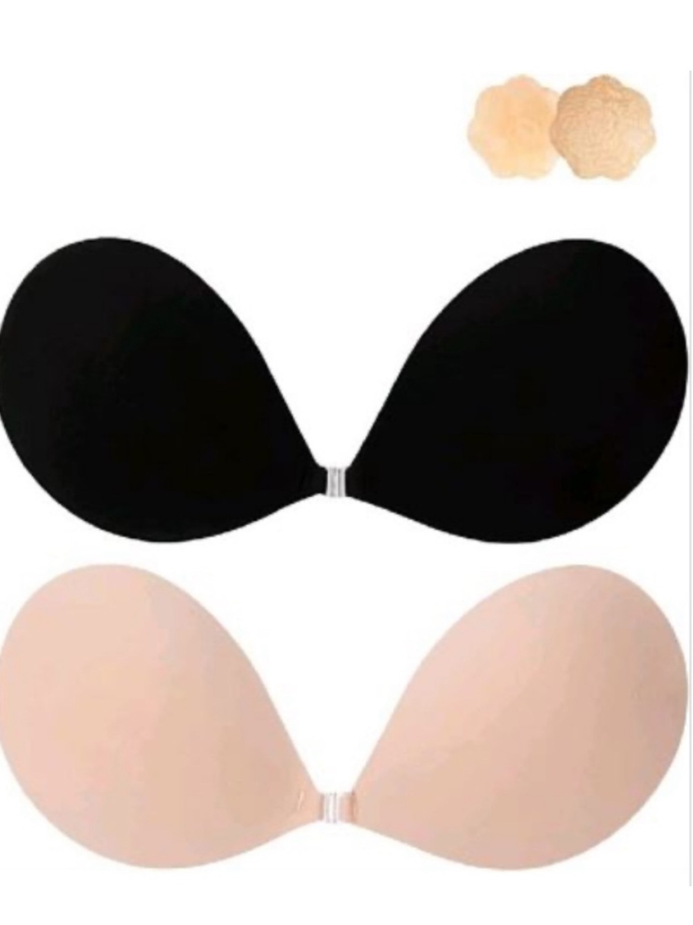 2 pack of sticky bras (strapless backless bra) - nude and black size A, B,C & D